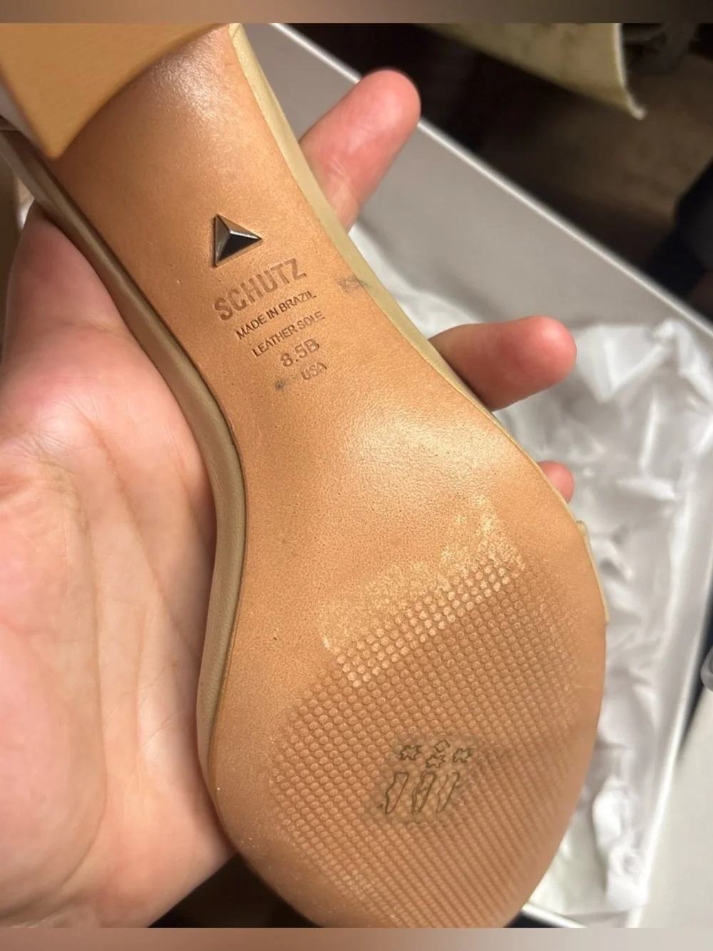 SCHUTZ Beige Block Heel Sandals with Ankle Tie Sz 8.5 new display shoes